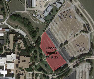 The front rows of Lots A and B will be closed.