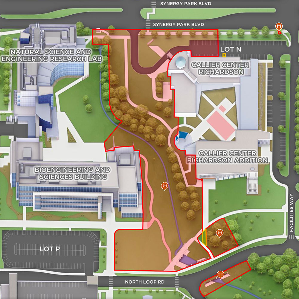 Sidewalk and Lot Closures Around the Bioengineering Science Building and Callier Center Richardson